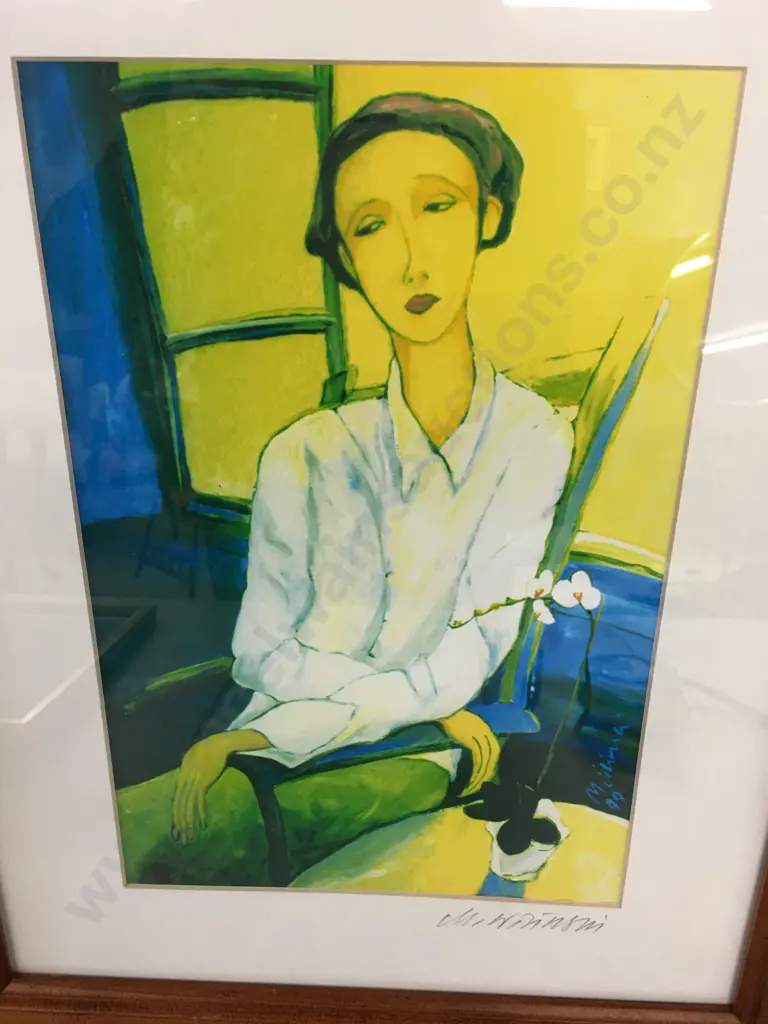 Framed Artwork By M.Wilimski 'Lady Waiting' H51,W42cm. Image 1++