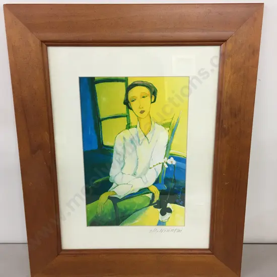 Framed Artwork By M.Wilimski 'Lady Waiting' H51,W42cm.