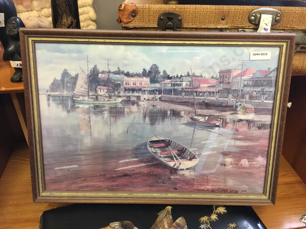 "Tauranga In 1911" John Speedy 1992 Framed Glazed Print. 29 x 41cm Image 1++