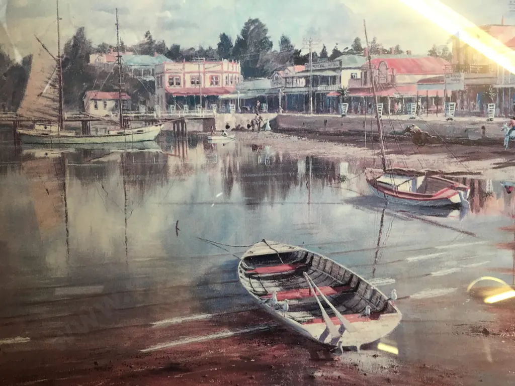 "Tauranga In 1911" John Speedy 1992 Framed Glazed Print. 29 x 41cm Image 1++