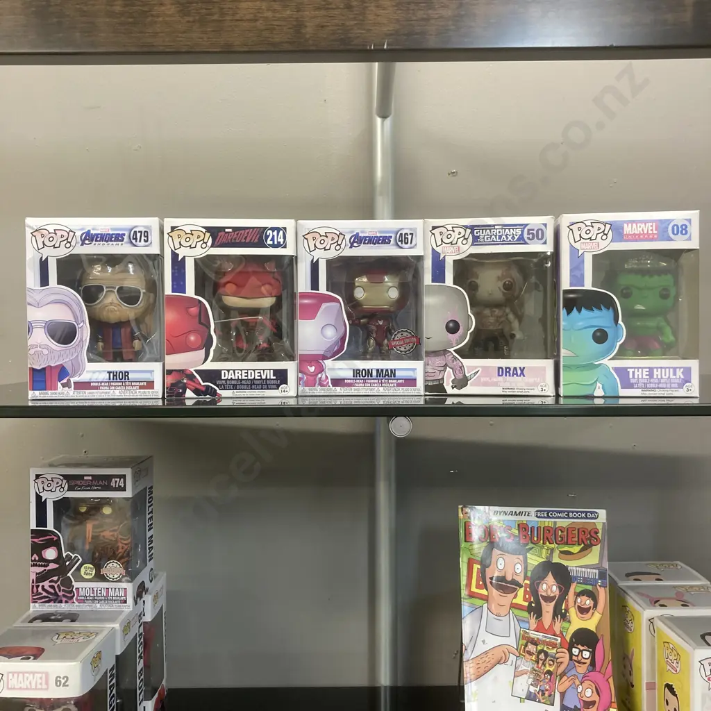 Funko Pop! The Hulk #08, Drax #50, Daredevil #214, Thor #479 & Iron Man #467 Vaulted Image 1++