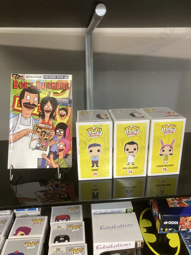 Funko Pop! Bobs Burgers Bob Belcher #74, Louis Belcher #78, Teddy #103 Vaulted & Bob's Burgers Dynamite Comics FCBD 2015 Image 1++