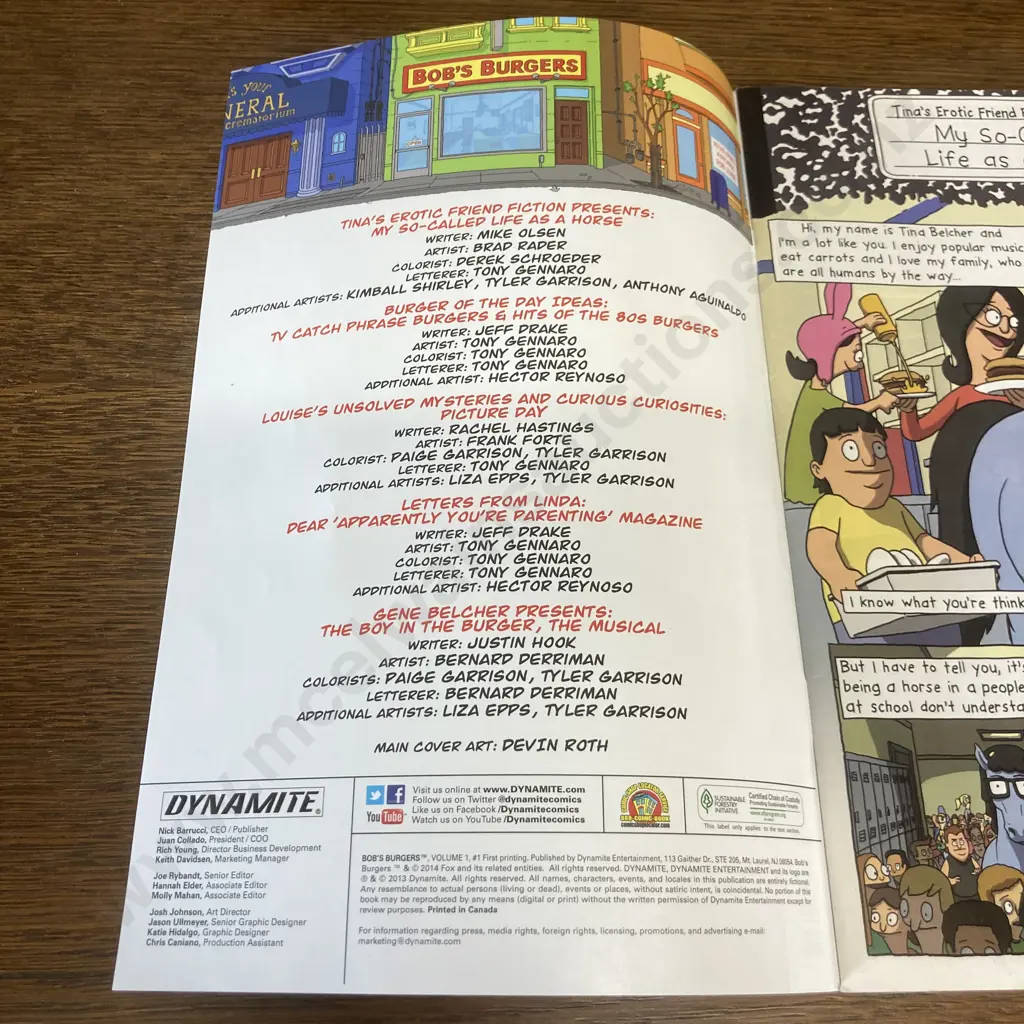 Rare Bob's Burgers, Volume1, #1 First Printing, Dynamite Comics 2014 Image 1++