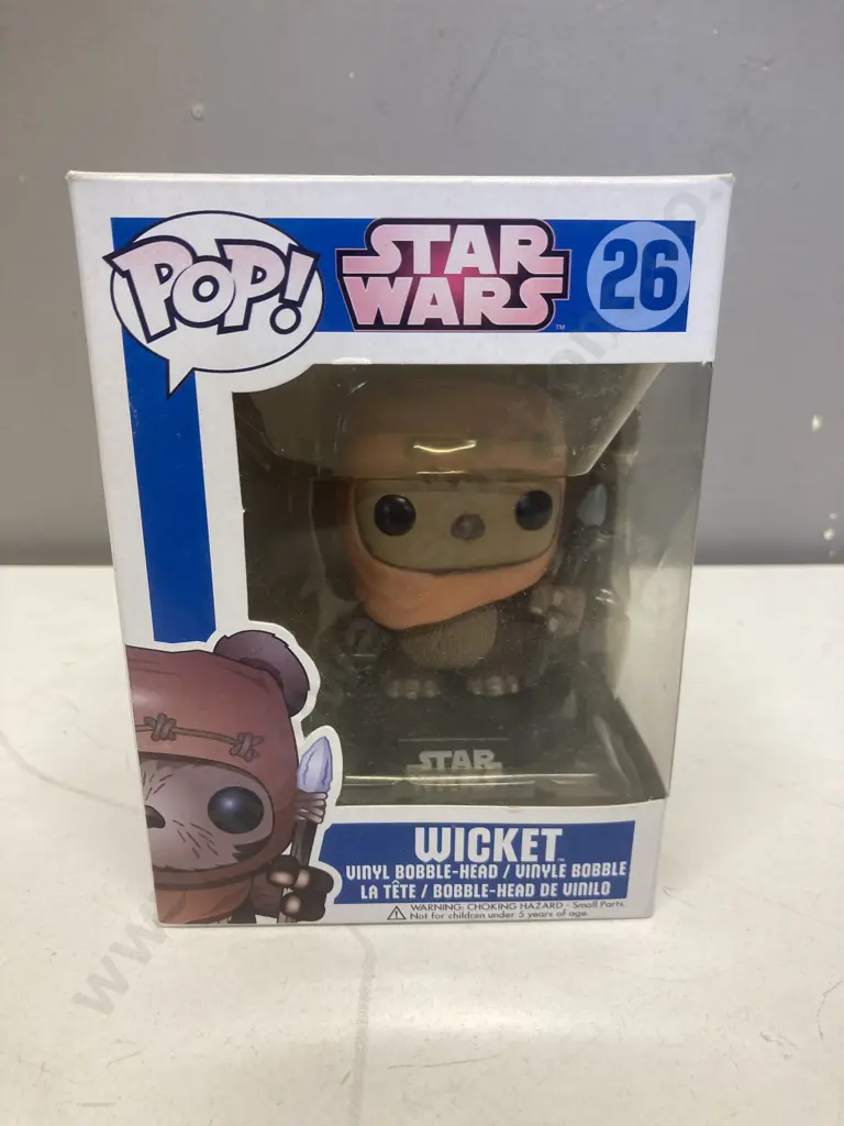 Funko Pop! Star Wars Wicket #26 Blue Box Bobble-Head, Vaulted Image 1++