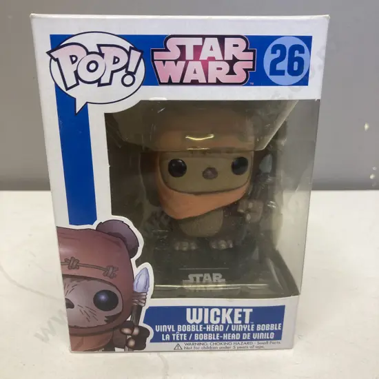 Funko Pop! Star Wars Wicket #26 Blue Box Bobble-Head, Vaulted