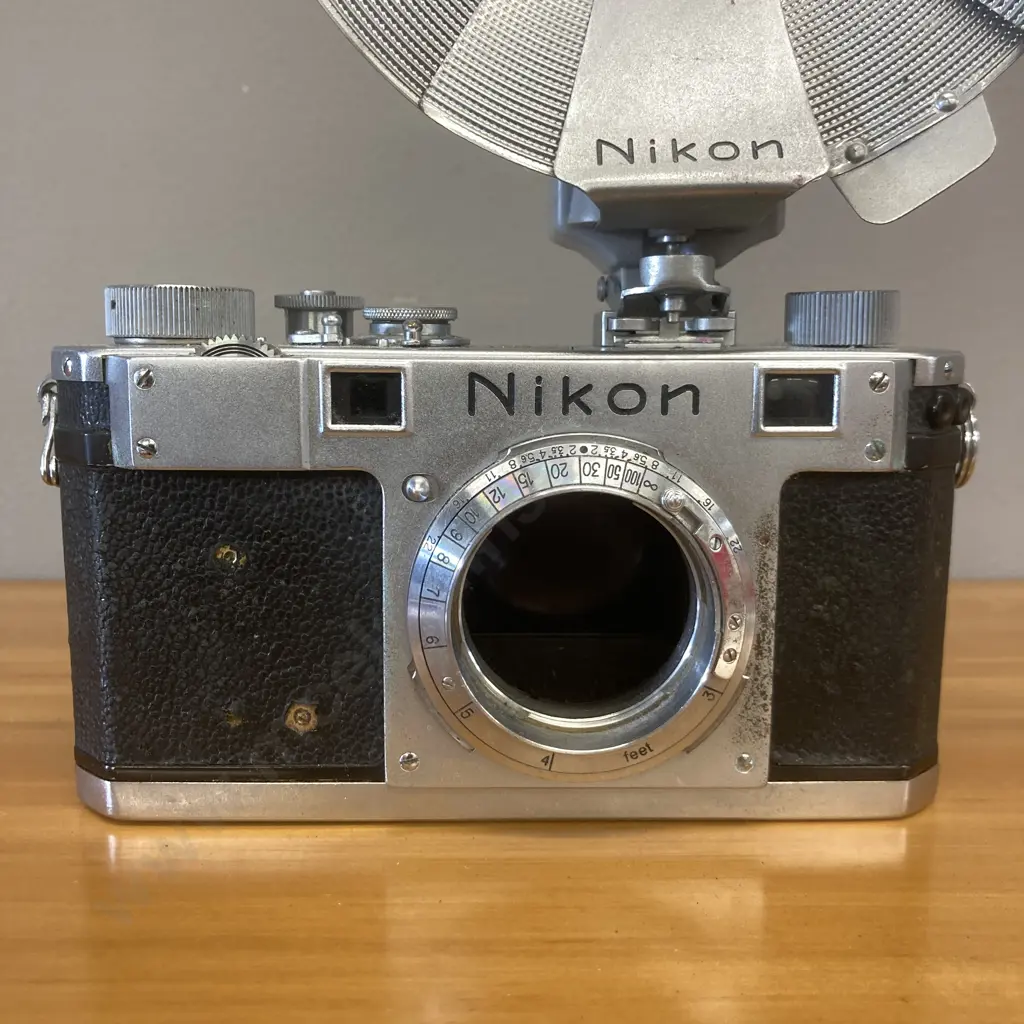 1950s Nikon S Camera Body #6099681 With Nikon Nippon Kogaku Flash Unit Image 1++