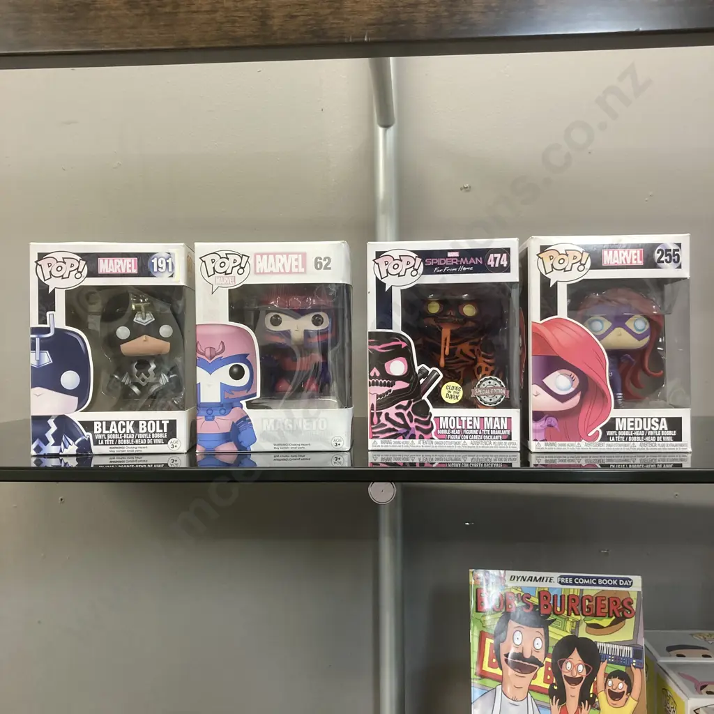 Funko Pop! Marvel Magneto #62, Black Bolt #191, Medusa #255 & Molten Man #474 Vaulted Image 1++