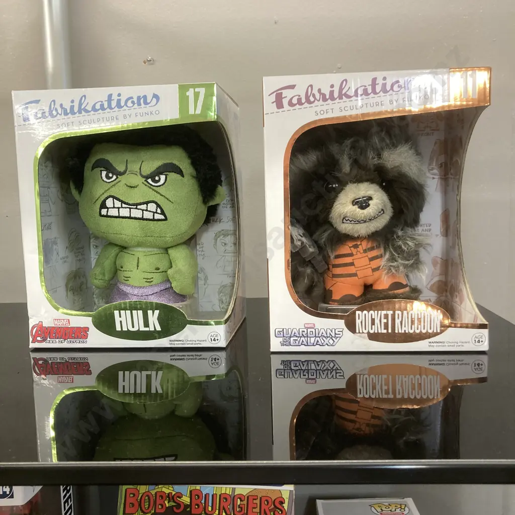 Funko Fabrikations Guardians Of The Galaxy - Rocket Raccoon 6" Plush #11& Avengers Age Of Ultron - Hulk 6" Plush #17 Image 1++