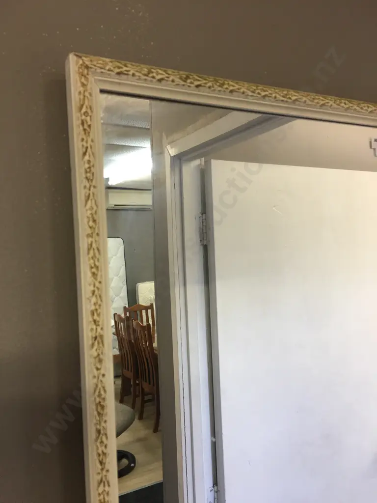 Vintage Cream Framed Wall Mirror. 105 x 36cm Image 1++
