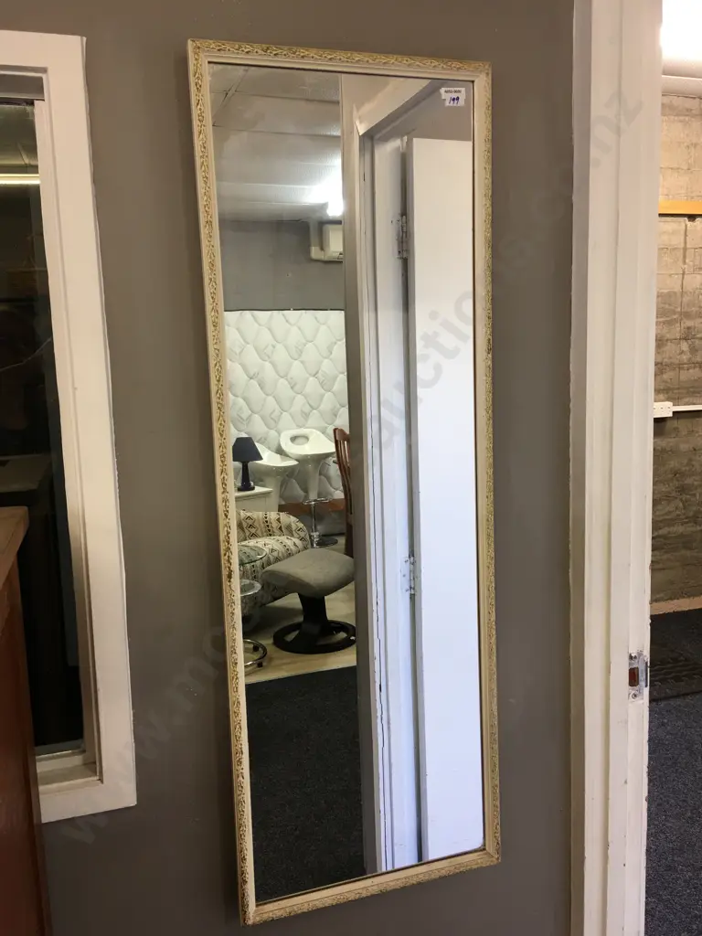 Vintage Cream Framed Wall Mirror. 105 x 36cm Image 1++