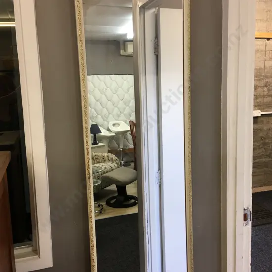 Vintage Cream Framed Wall Mirror. 105 x 36cm