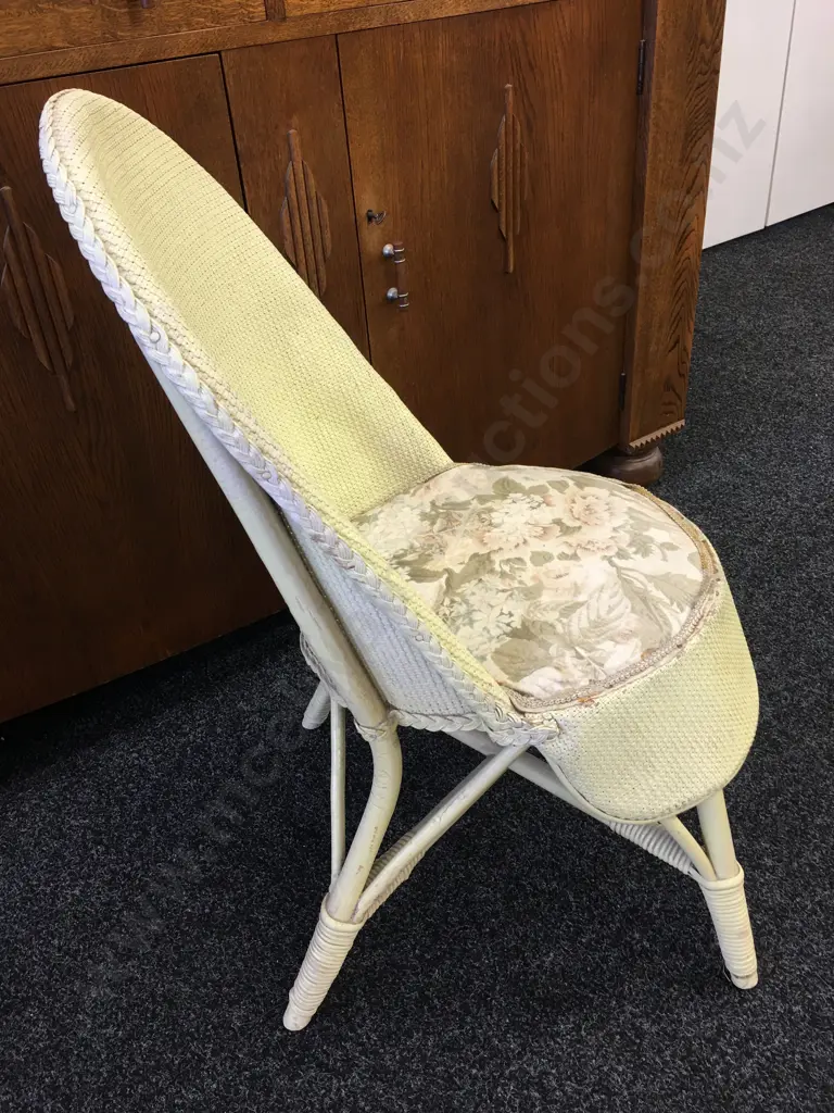 Antique Lime Colour Wicker Chair With Floral Upholstery (As Found) Image 1++