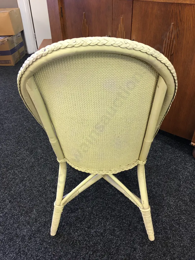 Antique Lime Colour Wicker Chair With Floral Upholstery (As Found) Image 1++