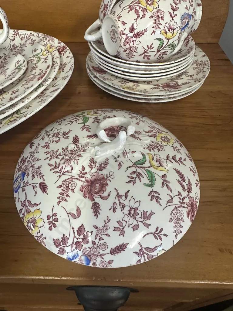 Vintage Empire Chintz Floral Dinnerware (af to lid of 1 serving dish) Image 1++