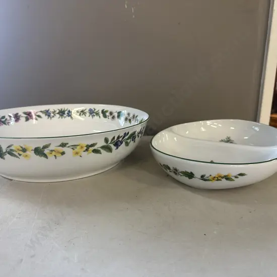 Royal Worcester Herbs Wild Thyme Bowl Dia32cm With Sectioned Serving Dish Rosemary & Black Mustard