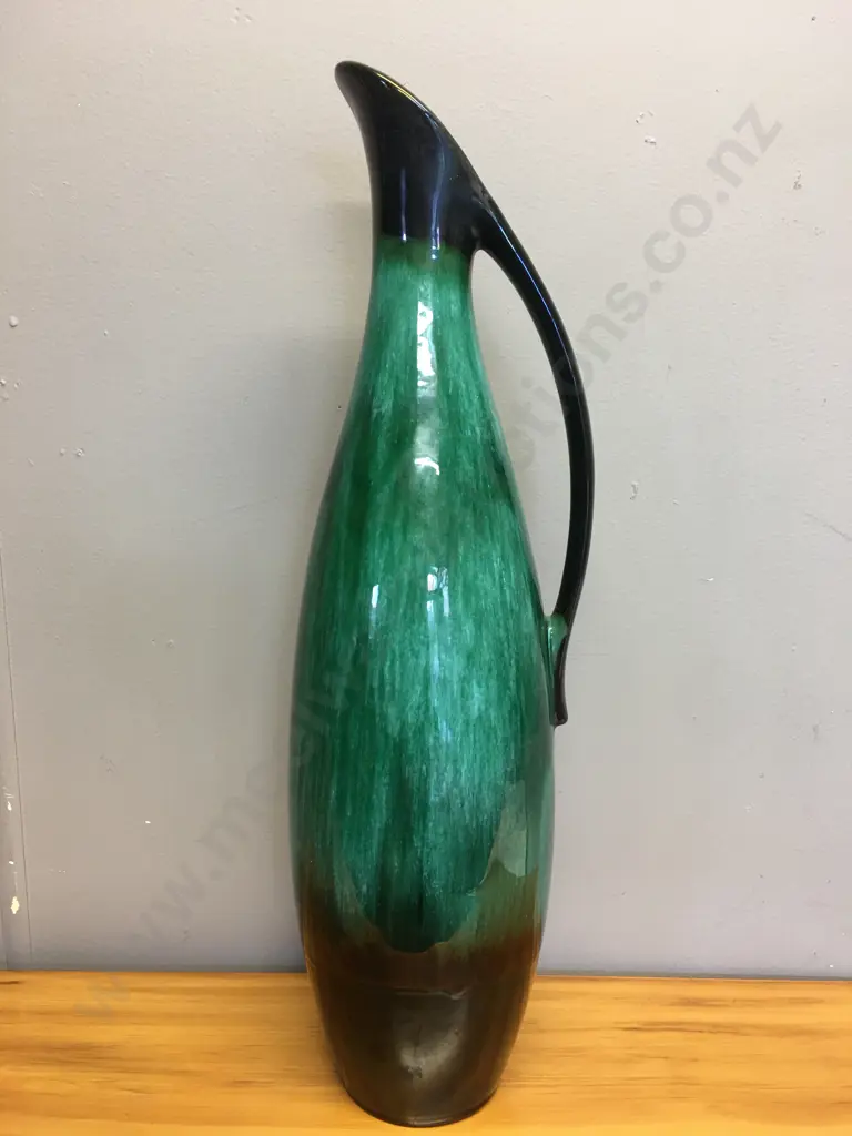 Blue Mountain Pottery Green Drip Glaze Tall Ewer, BMP On Base. H48cm Image 1++