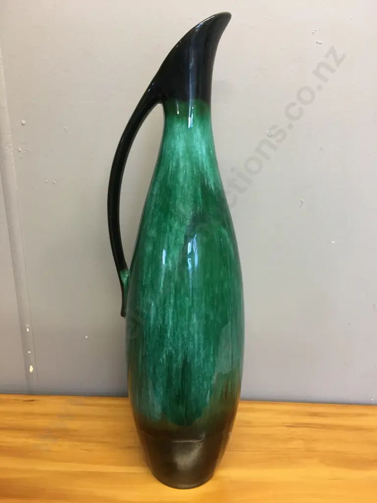 Blue Mountain Pottery Green Drip Glaze Tall Ewer, BMP On Base. H48cm Image 1++