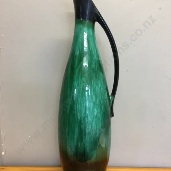 Blue Mountain Pottery Green Drip Glaze Tall Ewer, BMP On Base. H48cm