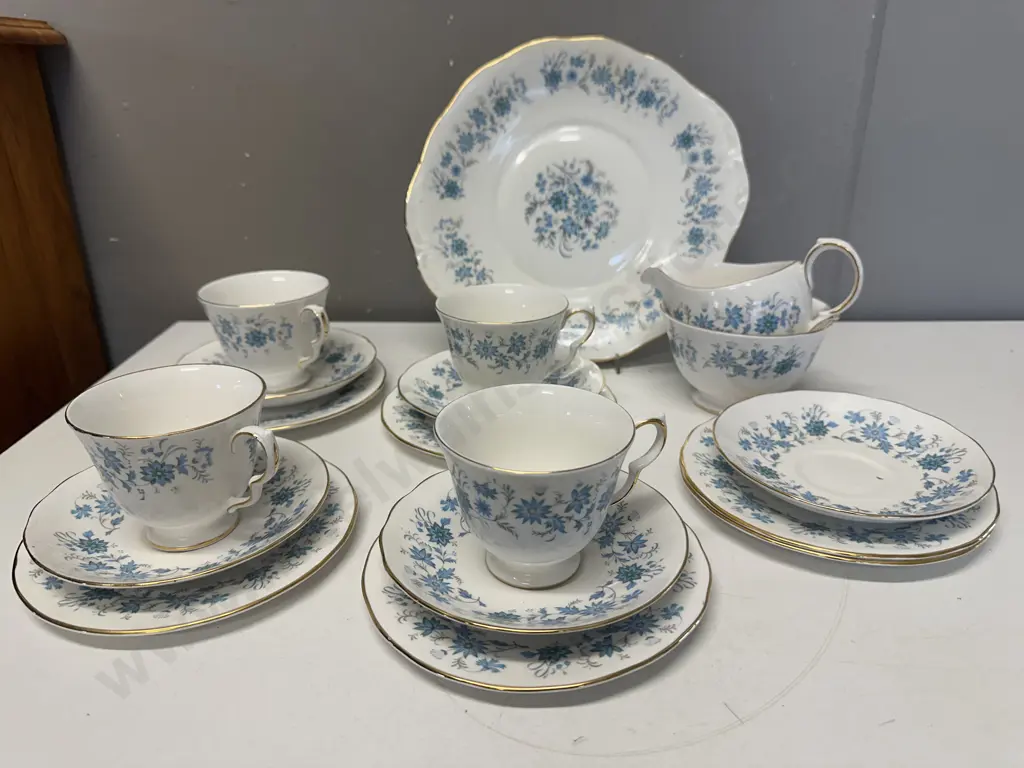 Colclough Blue / White & Floral Tea Ware Image 1++