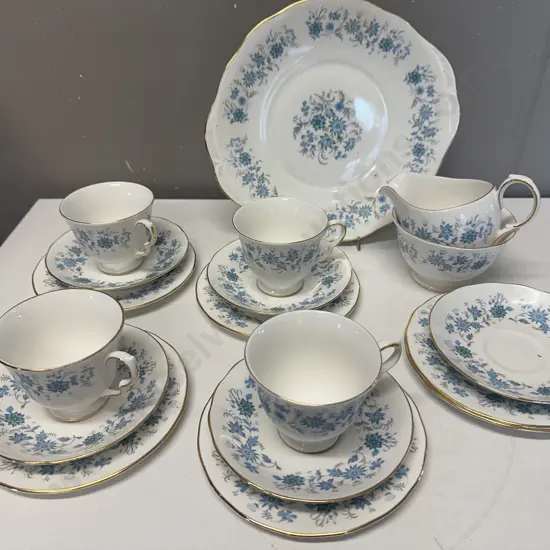 Colclough Blue / White & Floral Tea Ware