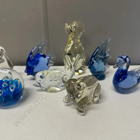 Selection of Glass Animal Figurines & Paper Weight