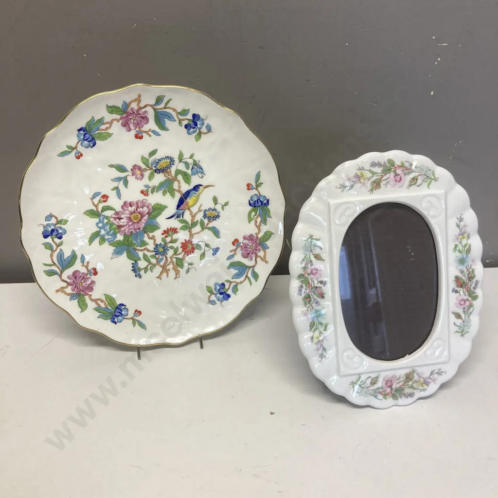 Aynsley Wild Tudor Bone China Photograph Frame. 23 x 18cm & Aynsley Pembroke Bone China Plate. Dia 26cm Image 1++