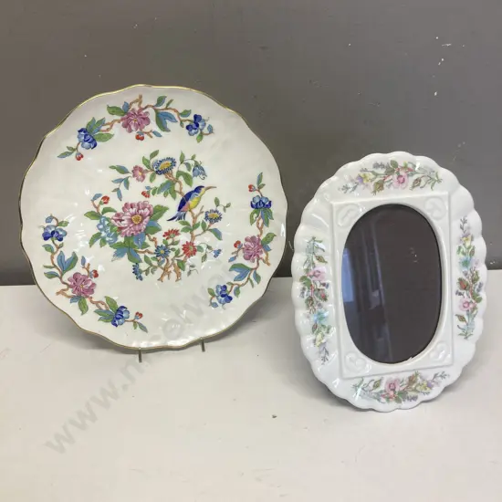 Aynsley Wild Tudor Bone China Photograph Frame. 23 x 18cm & Aynsley Pembroke Bone China Plate. Dia 26cm