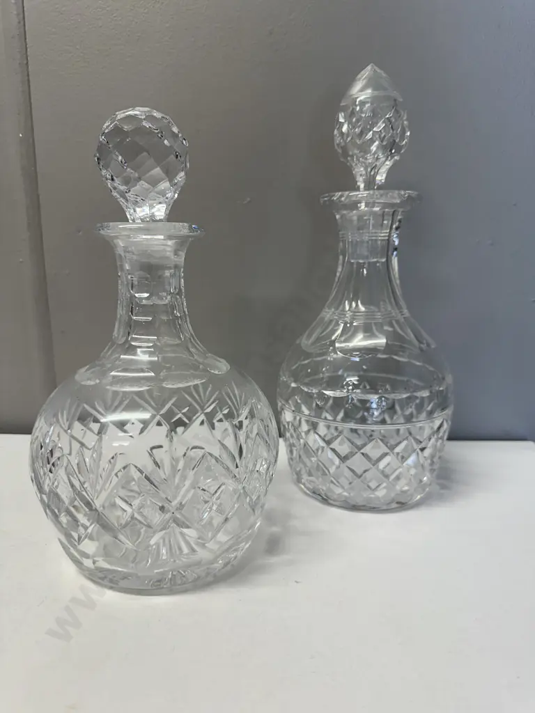 Vintage Cut Crystal Spirit Decanters x2 Image 1++