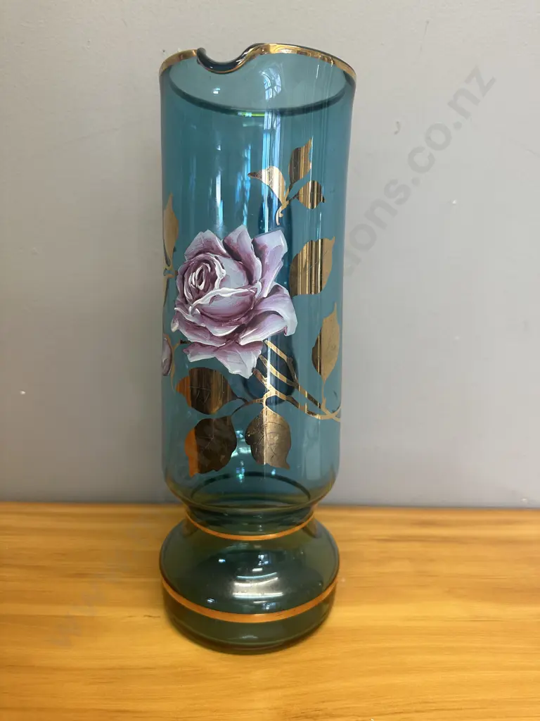 Vintage Bohemia Style Turquoise & Gold Pitcher Image 1++