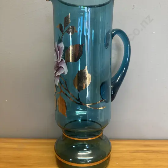 Vintage Bohemia Style Turquoise & Gold Pitcher