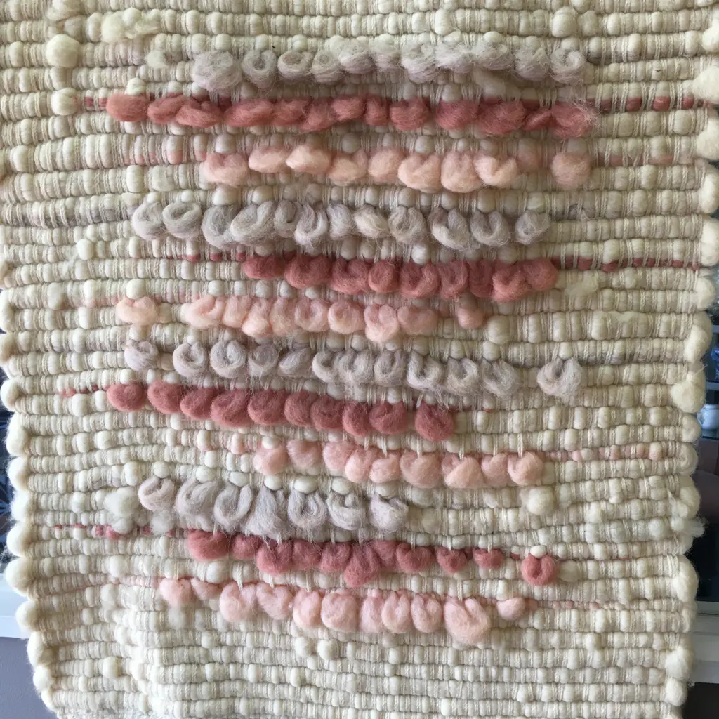 Vintage Woollen Wall Hanging 110 x 72cm Pink / Cream Toned Image 1++
