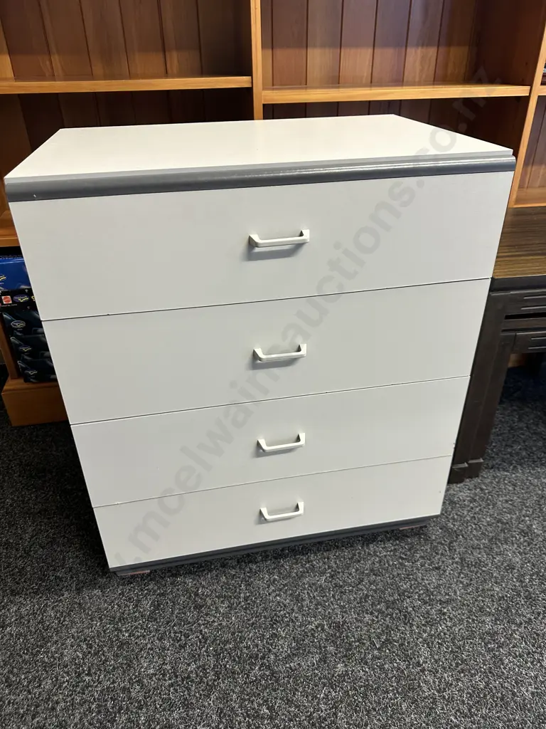 Grey 2 Tone 4 Drawer Chest Of Drawers. H69 W60 D41cm Image 1++
