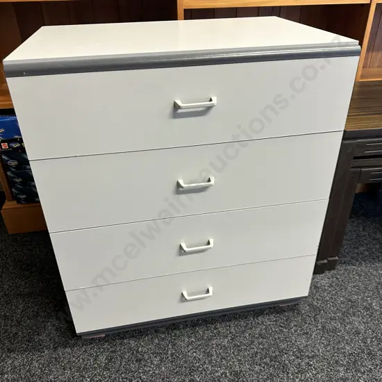 Grey 2 Tone 4 Drawer Chest Of Drawers. H69 W60 D41cm