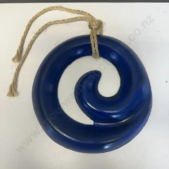 Decorative Garden Blue Spiral Wave Wall Art With Rope Detail Diam30cm.