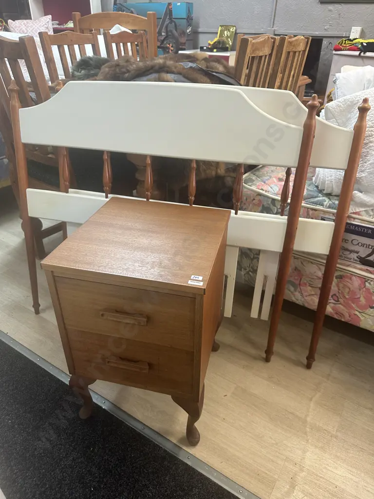 Mahogany 2 Drawer Bedside Cabinet With Pair of Single Headboards Image 1++