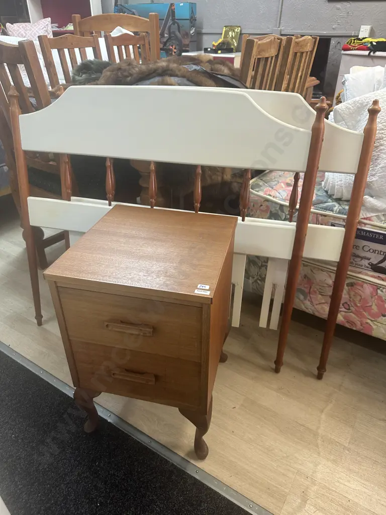 Mahogany 2 Drawer Bedside Cabinet With Pair of Single Headboards Image 1++