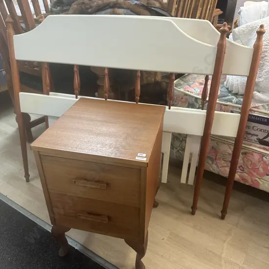 Mahogany 2 Drawer Bedside Cabinet With Pair of Single Headboards