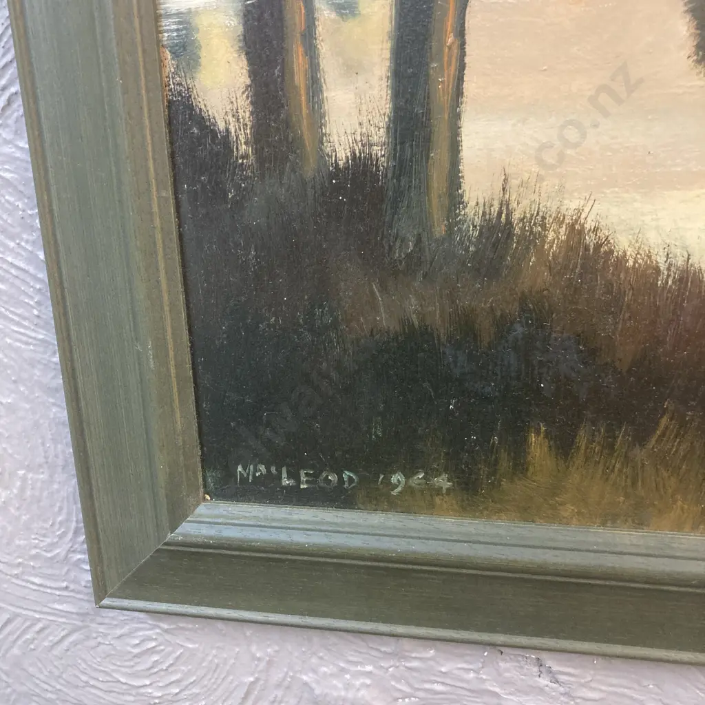 Vintage Oil Painting On Board New Zealand Landscape Signed MacLeod 1964. 63 x 86cm Image 1++
