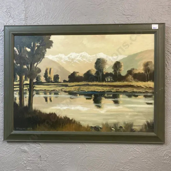 Vintage Oil Painting On Board New Zealand Landscape Signed MacLeod 1964. 63 x 86cm
