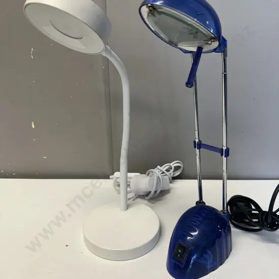 LEDlux White Table Lamp & Blue Desk Lamp 