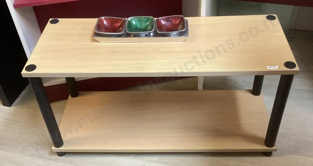 Metal Condiments Set With Wood Effect Shelf. H41 W80 D30cm Image 1++