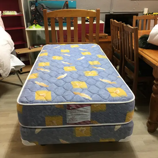 Bed Rumours Single Mattress & Base With Wooden Slat Headboard