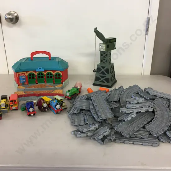 Vintage Take Along Thomas & Friends - Work & Play Roundhouse, Trains, Butch, Bulgy, Cranky The Crane, Extra Track Etc