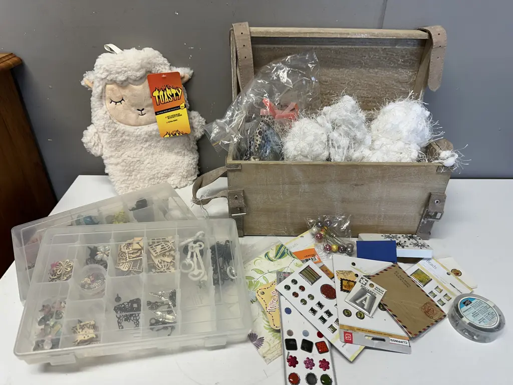 Assorted Scrapbooking Items, Wool, Storage Box Etc Image 1++