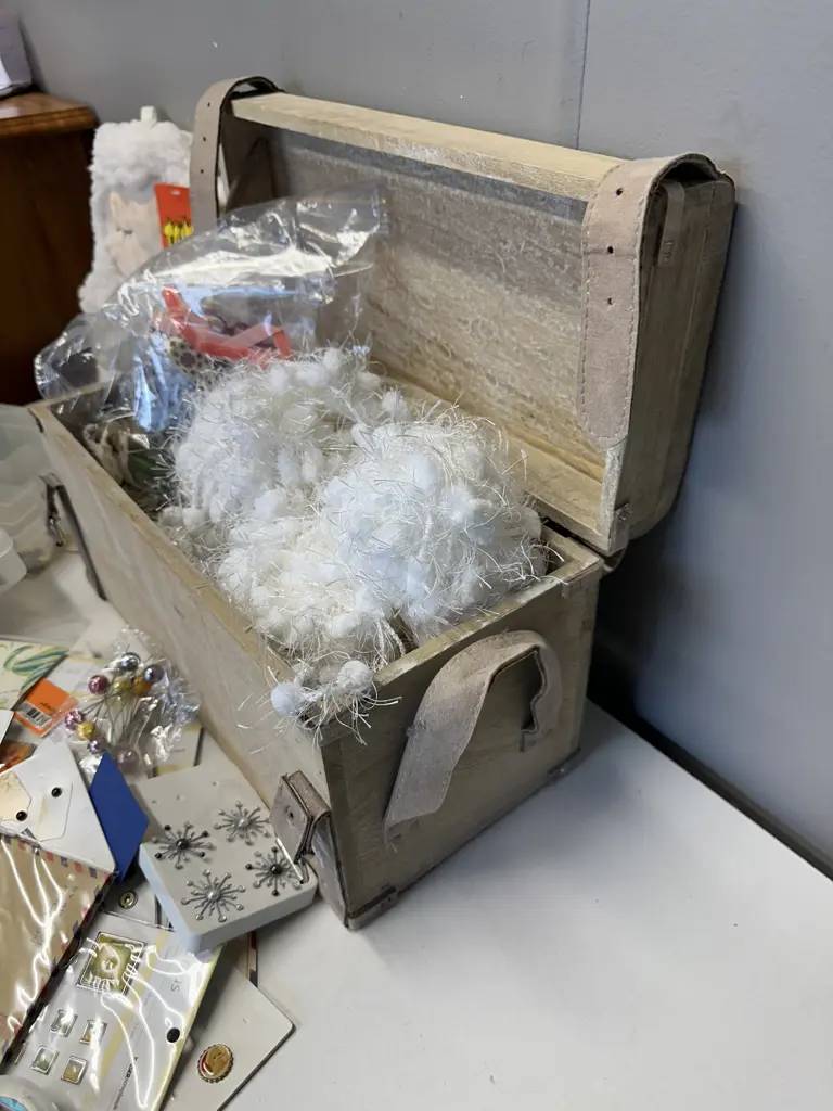 Assorted Scrapbooking Items, Wool, Storage Box Etc Image 1++