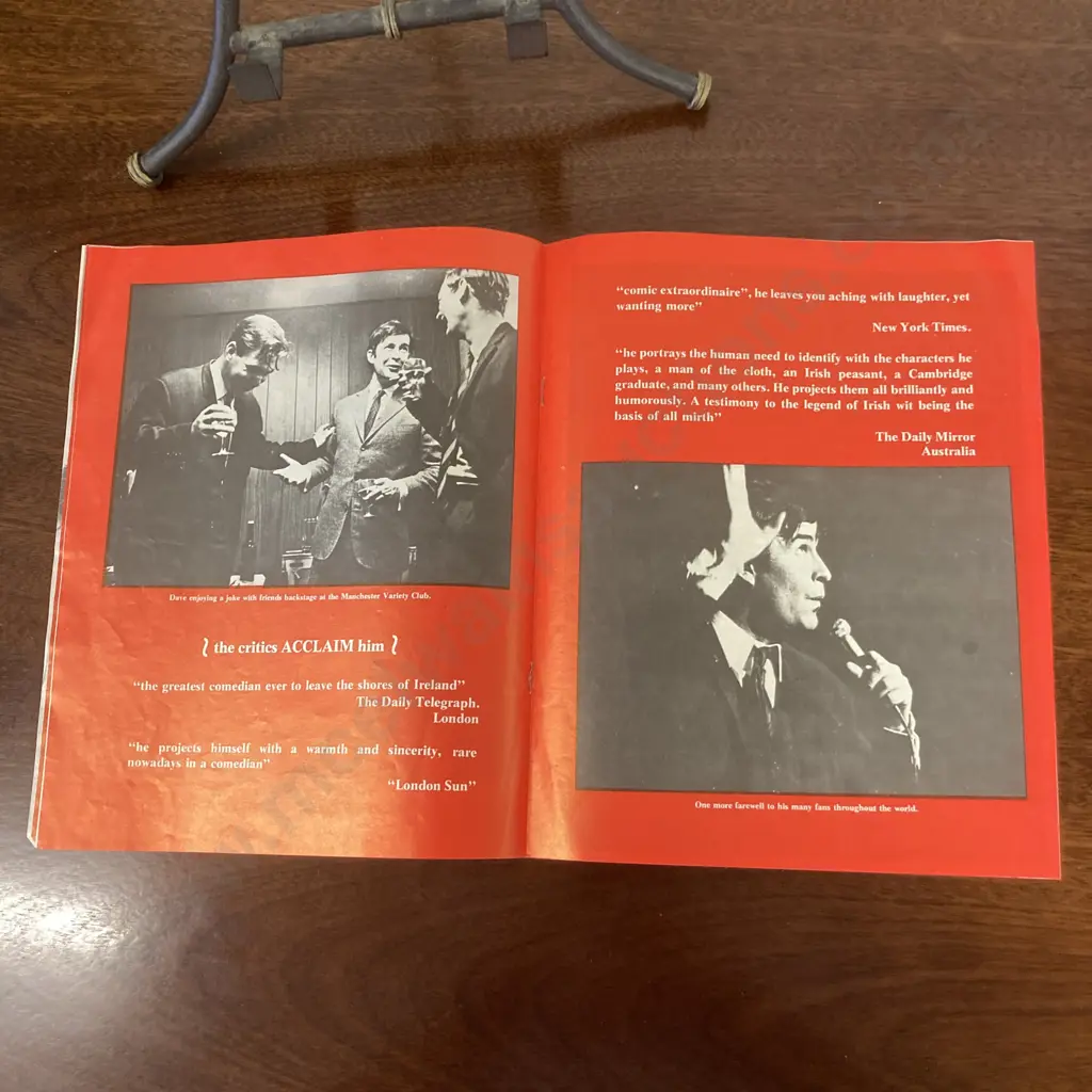 Dave Allen Irish Comedian - Original Hand-Signed New Zealand Tour Programme 1974 Image 1++
