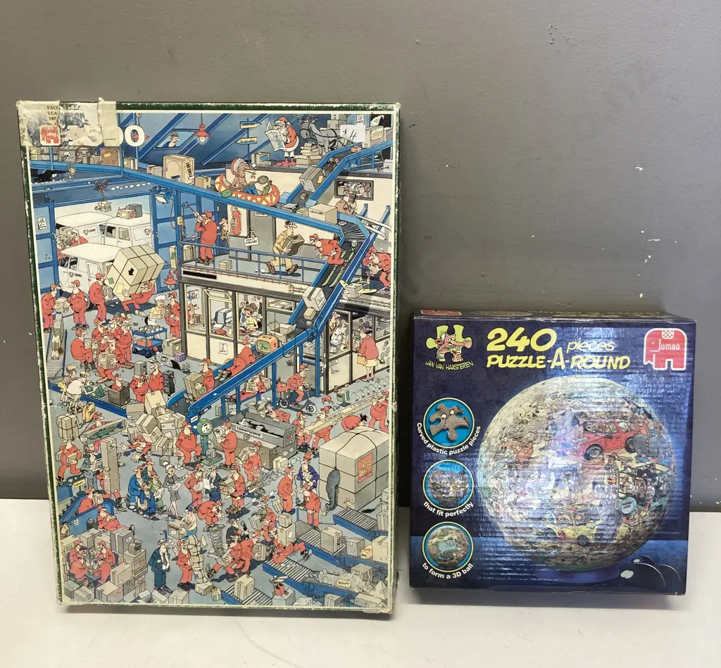 Jumbo Jan Van Haasteren 240 Pce Puzzle-A-Round Safari 3D Puzzle Globe & 1500 Pce International Parcel Service Puzzles Image 1++