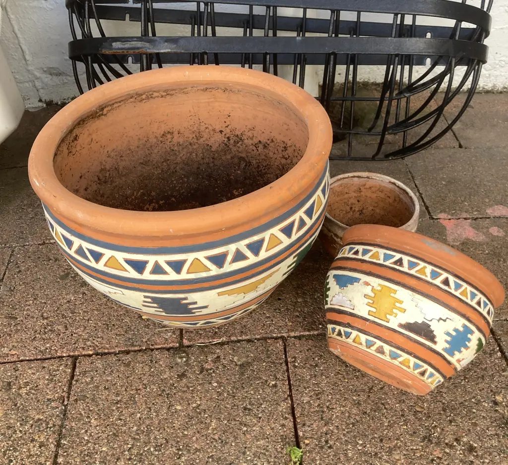 Three Terracotta Plant Pots Image 1++
