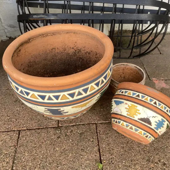 Three Terracotta Plant Pots