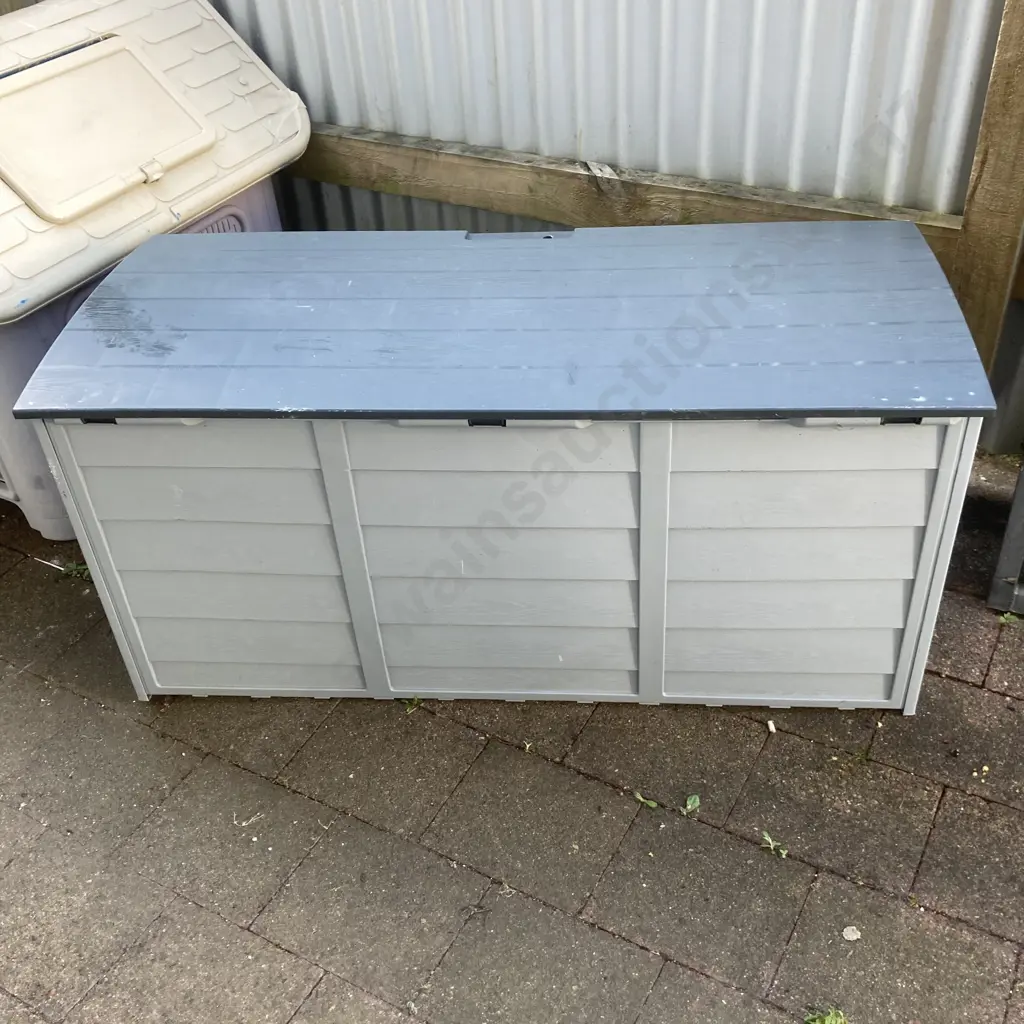Garden Storage Box With Padlock & Key. H54 W112 D49cm Image 1++